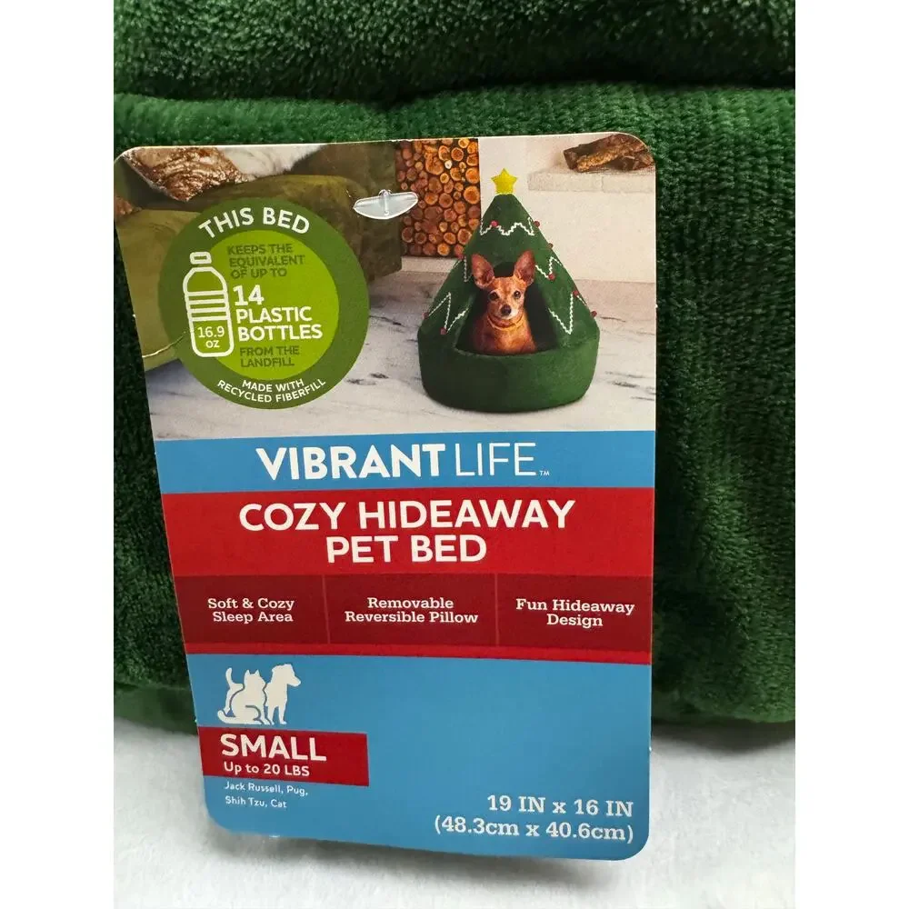 Vibrant Life Cozy Hideaway Christmas Tree Pet Bed, NWT